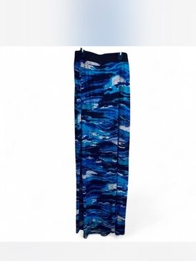Funky Artsy Cable & Gauge Blue Multi swirls Maxi Skirt size XL